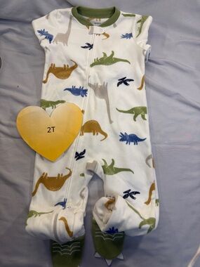 Carter's - 2T - NWOT Dinosaur Print Fleece Onesie Sleeper